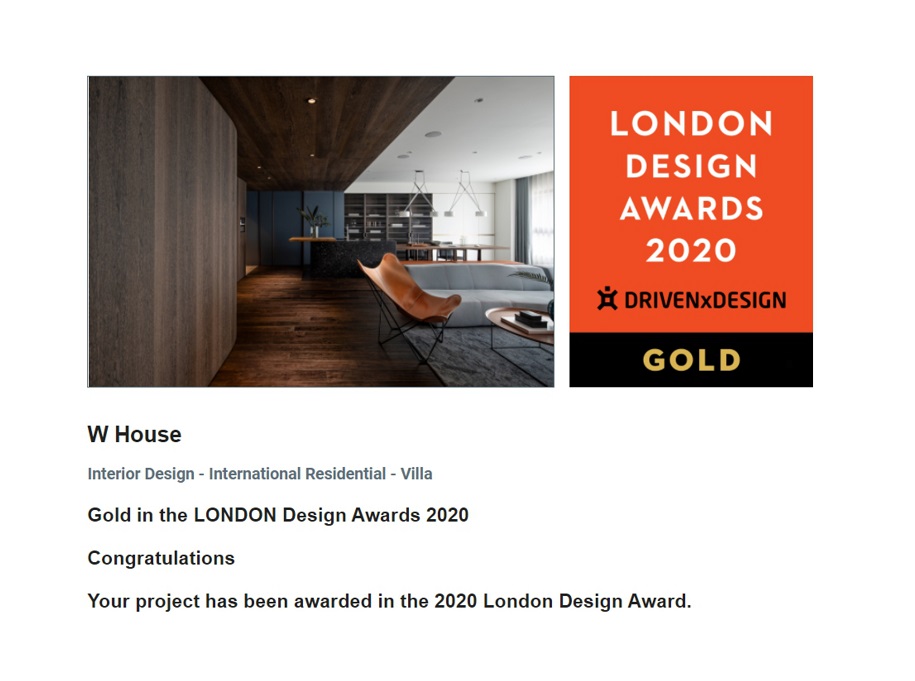 [  LONDON Design Awards]  Gold in the LONDON Design Awards 2020